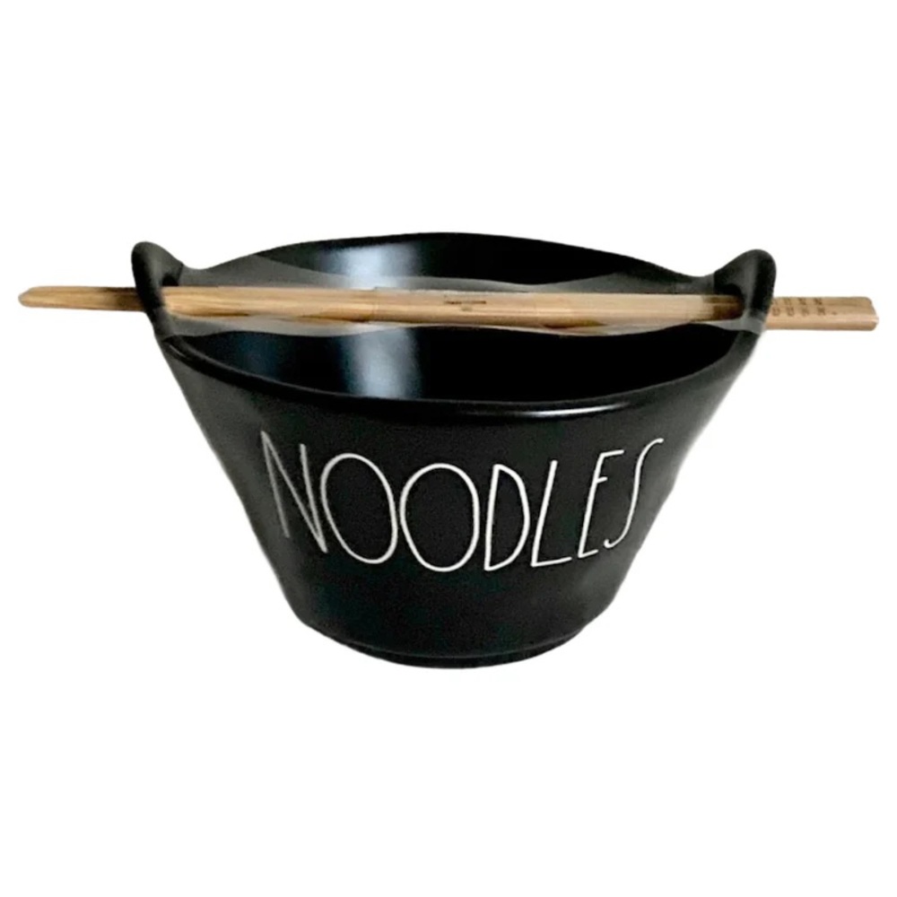 Rae Dunn Black Noodles Bowl with Chopsticks